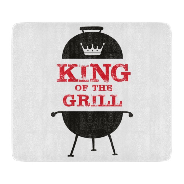 King of the Grill, Schwarz-weiß Crown Red Schneidebrett (Vorderseite)