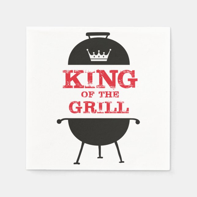 King of the Grill, Schwarz-weiß Crown Red Serviette (Vorderseite)