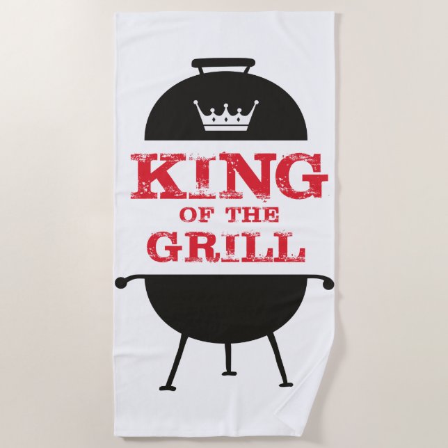 King of the Grill, Schwarz-weiß Crown Red Strandtuch (Vorderseite)