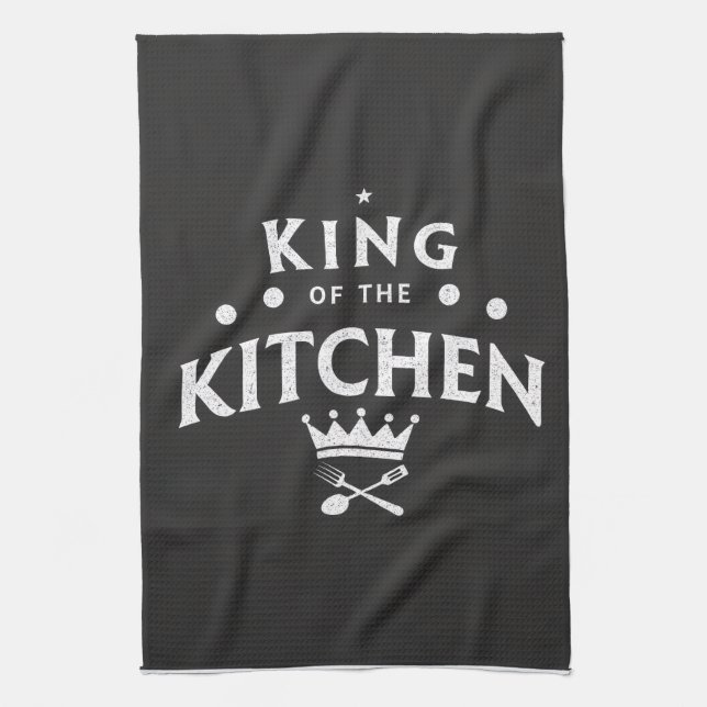 King of the Kitchen Crown – Funny Foodie Black Geschirrtuch (Vertikal)
