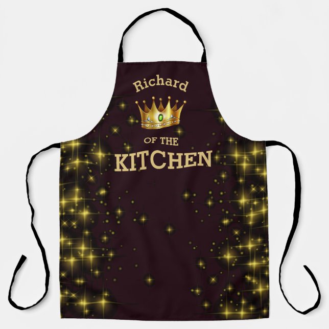King of the Kitchen Gold Crown Stars on Black Schürze (Vorderseite)