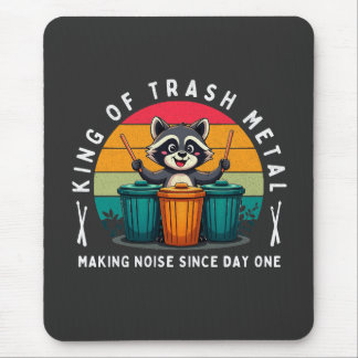 King of Trash Metal Funny Raccoon Drummer Mousepad