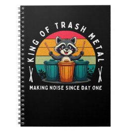 King of Trash Metal T - Shirt Funny Raccoon Drumme Notizblock