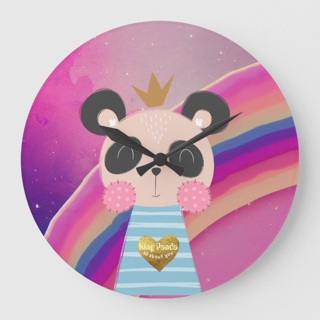 King Panda Runde Acryl-Wanduhr Große Wanduhr (Vorderseite)