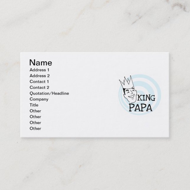 King Papa T - Shirt und Geschenke Visitenkarte (Vorderseite)