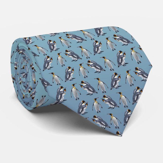 King Penguin Frenzy Krawatte (Sky Blue Mix) (Gerollt)