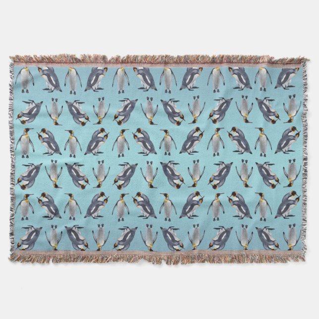 King Penguin Frenzy Throw Blanket (Light Blue Mix) Decke (Vorderseite)