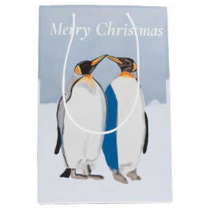 King Penguin Pair Kissing Weihnachten Mittlere Geschenktüte