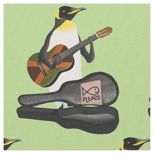 King Penguin Reggae Guitar Stoff (Nahaufnahme)