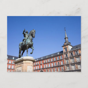 King Philip III Statue am Plaza Mayor in Madrid Postkarte