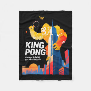 King Pong Lustiger Tischtennis-Fan Poster-Stil Fleecedecke