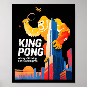 King Pong Lustiger Tischtennis-Fan Poster-Stil Poster