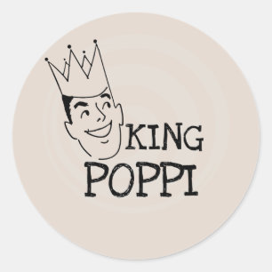 King Poppi T - Shirt und Geschenke Runder Aufkleber