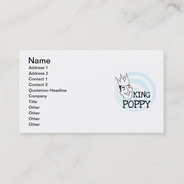 King Poppy T - Shirt und Geschenke Visitenkarte (Vorderseite)