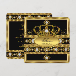King Prince Queen Royal Gold Diamond Crown Party Einladung