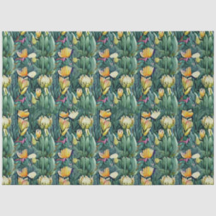 King Protea Blume Aquarell Alte botanische Seidenpapier