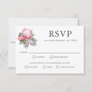 King Protea Botanical Wedding RSVP Entree Choices