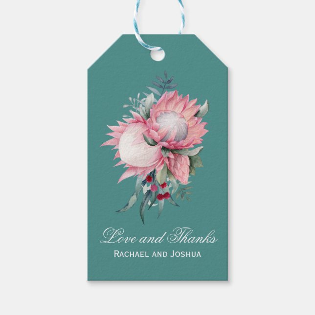 King Protea Botanical Wedding Vielen Dank Geschenkanhänger (Vorderseite)
