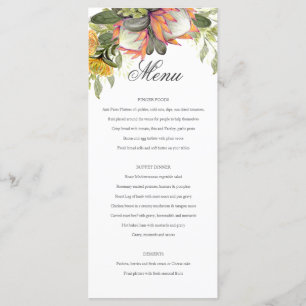 King Protea Bouquet Wedding Menu Menükarte