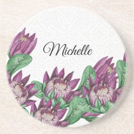 King Protea Lila Wasserfarbe Handgemalt Getränkeuntersetzer
