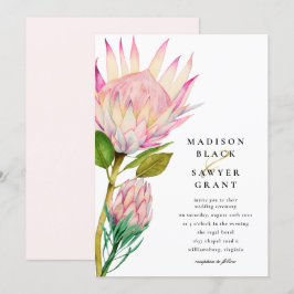 King Protea Pink Floral Wedding Einladung