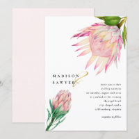 King Protea Pink Watercolor Blume Hochzeit