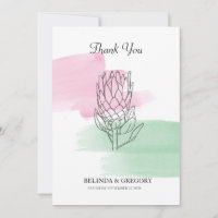 King Protea Watercolor Wedding Dankeschön Karte