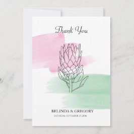 King Protea Watercolor Wedding Dankeschön Karte