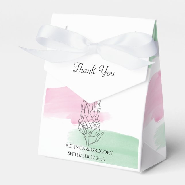 King Protea Watercolor Wedding Geschenkschachtel (Vorderseite)