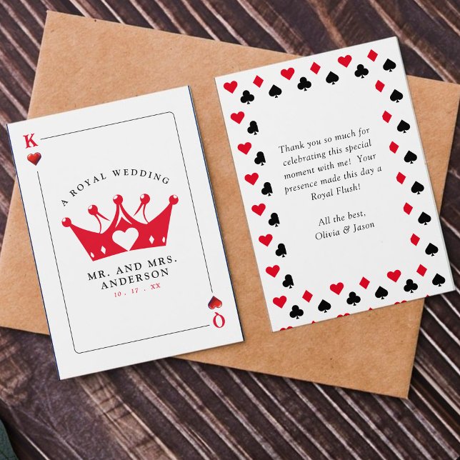 King & Queen Casino Poker Card Dankeskarte (King & Queen of Hearts Casino Poker Card
)