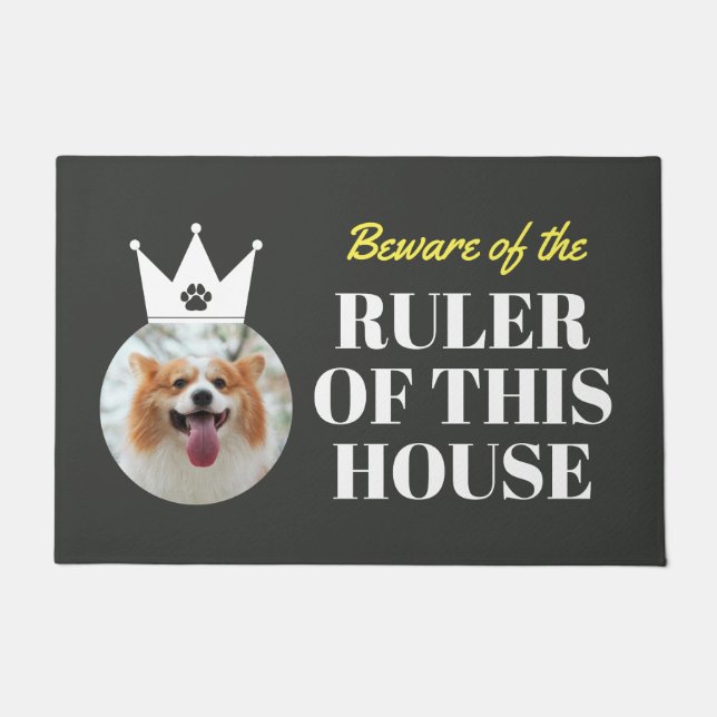 King/Queen Dog Ruler des Hauses Foto hinzufügen Fußmatte (Vorderseite)