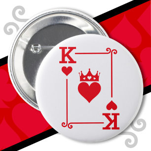King & Queen Hearts Matching Couple King of Hearts Button