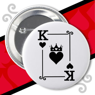 King & Queen Hearts Matching Couple King of Hearts Button