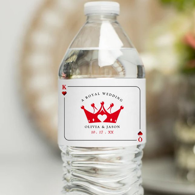 King & Queen of Hearts Casino Poker Card Hochzeit (King & Queen of Hearts Casino Poker Card Wedding Water Bottle Label
)
