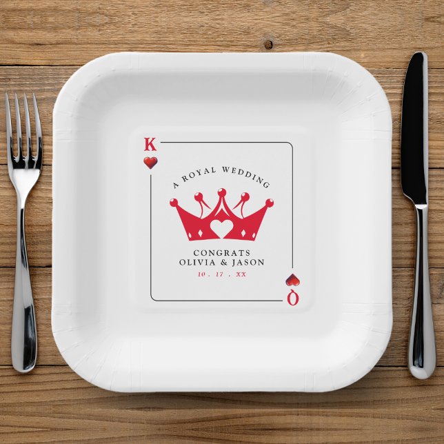King & Queen of Hearts Casino Poker Card Hochzeit Pappteller (King & Queen of Hearts Casino Poker Card Wedding Paper Plates
)
