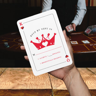 King & Queen of Hearts Casino Poker Card UAWG RSVP Karte