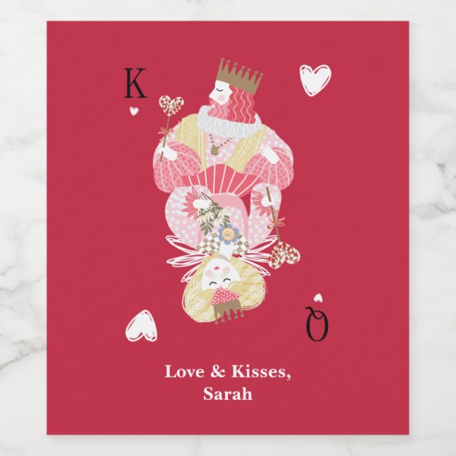 King & Queen of Hearts Personalisiert Wine Labels Weinetikett (Einzelnes Label)