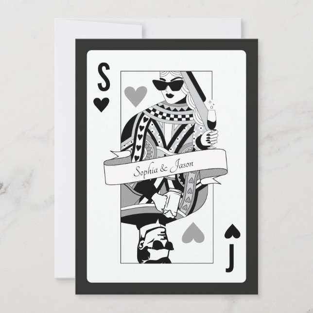 King Queen Playing Card Invitation (Devant)