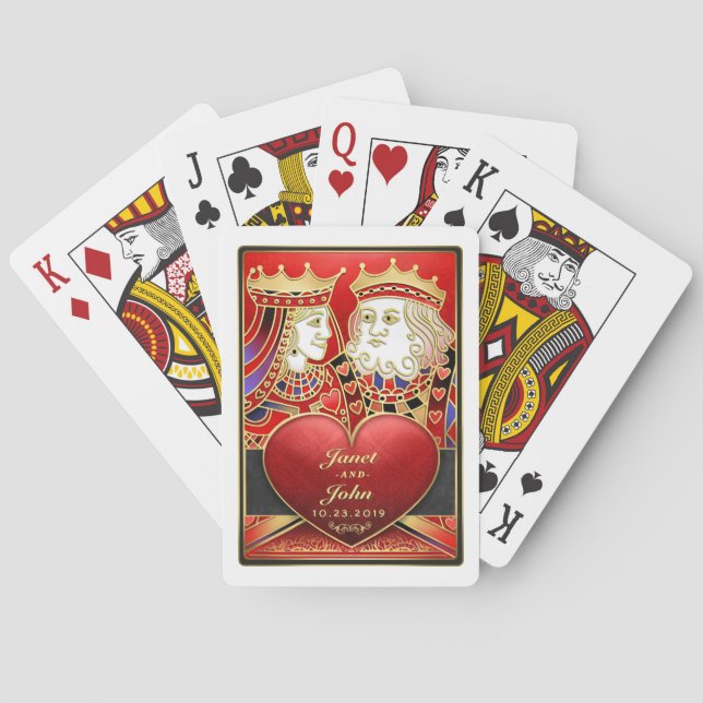 King & Queen Red Wedding Matching Cards Spielkarten (Rückseite)