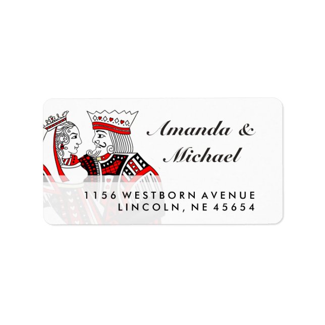 King & Queen Spielkarten Hochzeitsadressen-Labels Adressaufkleber (Vorne)