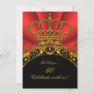 King Regal Red Queen Gold Royal Birthday Party Einladung