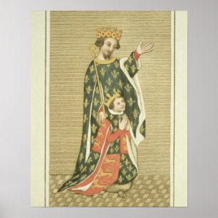 King Richard II (1367-1400) with his father Edward Poster