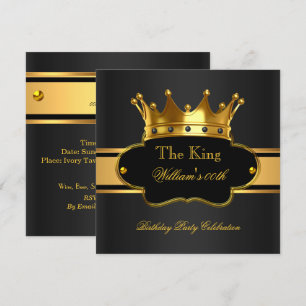 King Royal Black Gold Geburtstagsparty Mens Mans Einladung