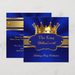 King Royal Blue Gold Birthday Party Mens Mans Einladung
