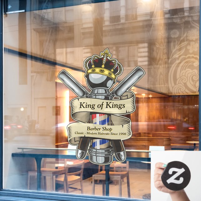 King Royal Crown Barber Shop 2 Fensteraufkleber (Café-Fenster)