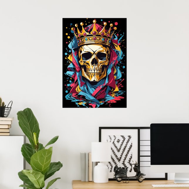 King Skull Beängstigend Poster Wall Decke (Heimbüro)