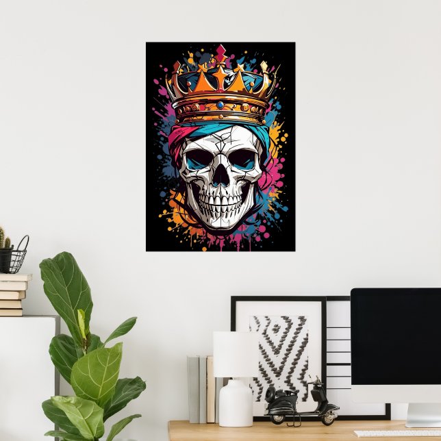 King Skull Beängstigend Poster Wall Decke (Heimbüro)