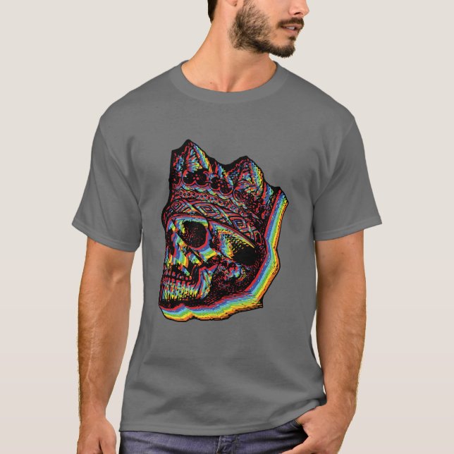 King Skull Glitch T-Shirt (Vorderseite)
