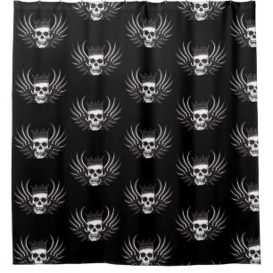 King Skull mit Flügeln Duschvorhang
