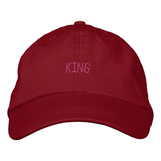 KING Text Name Red Color Hat Handsome Cool Bestickte Baseballkappe (Vorderseite)